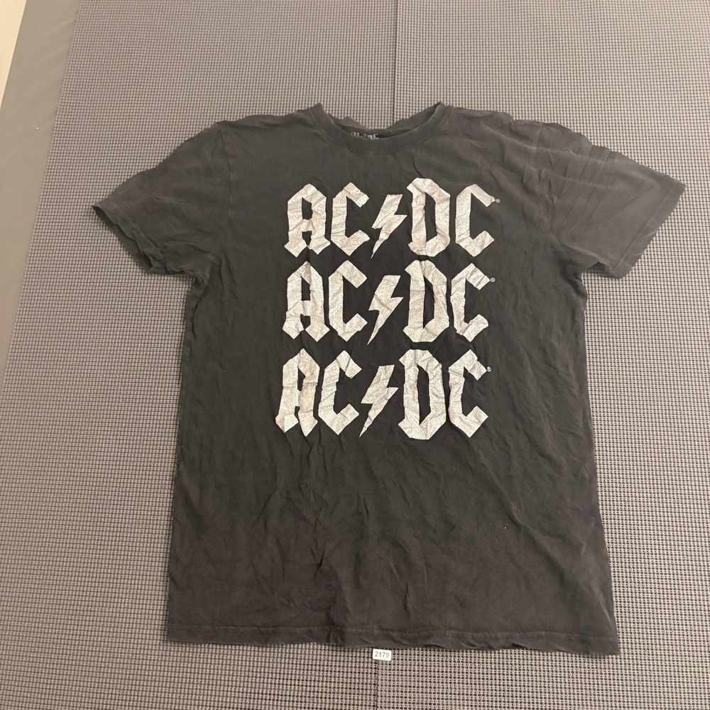 AC/DC Graphic T-Shirt Mens Medium Black Triple Logo Rock Band 100% Cotton 2179